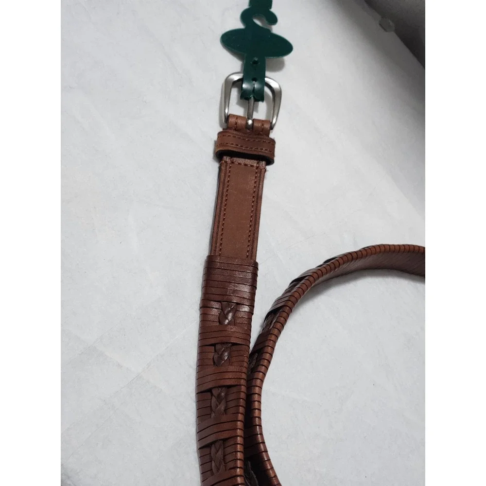 New Vintage Men's Brown Braided 42 Leather Belt Boho Western GH BASS NWT